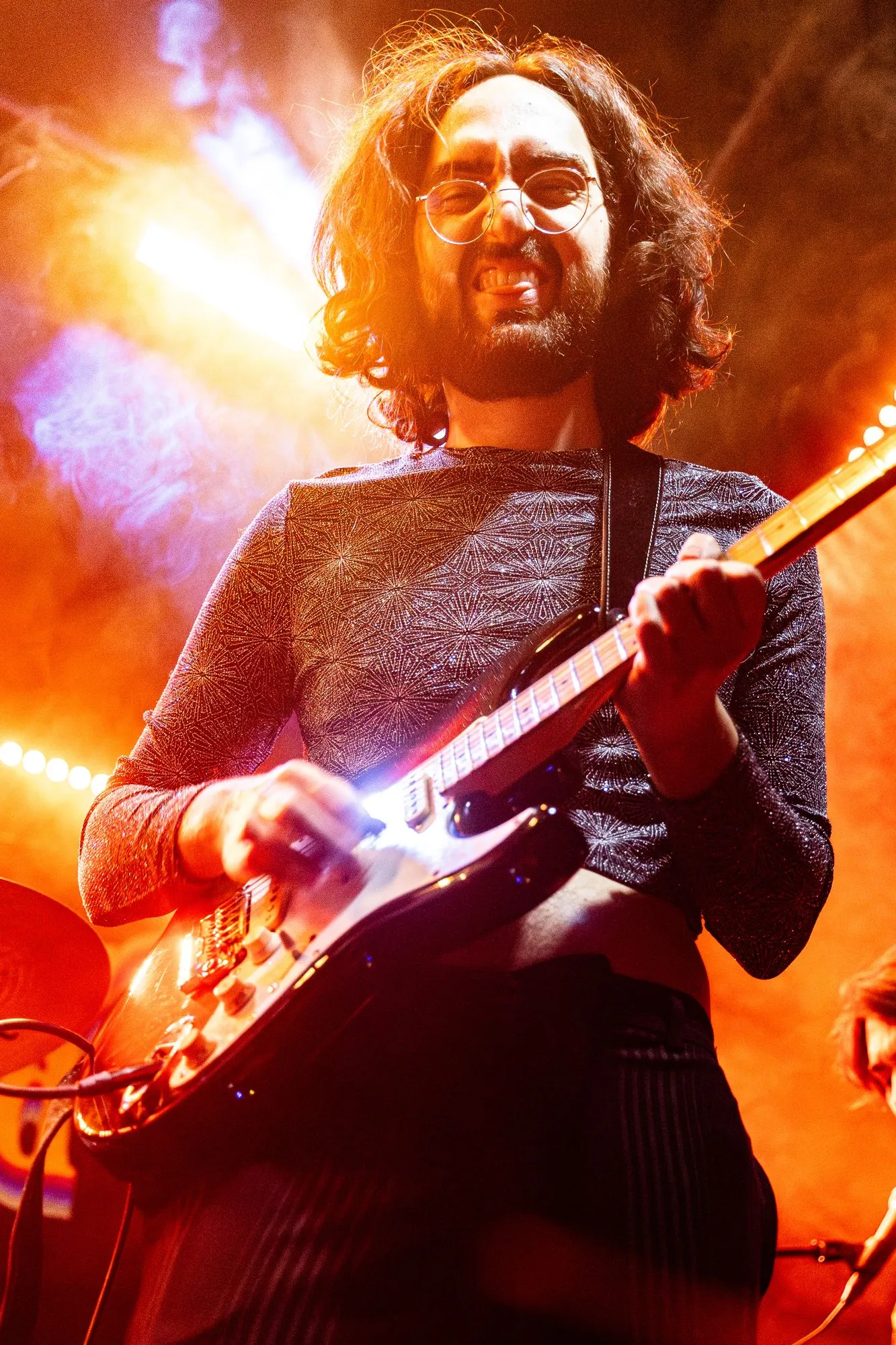 Guitar solo in orange backlight